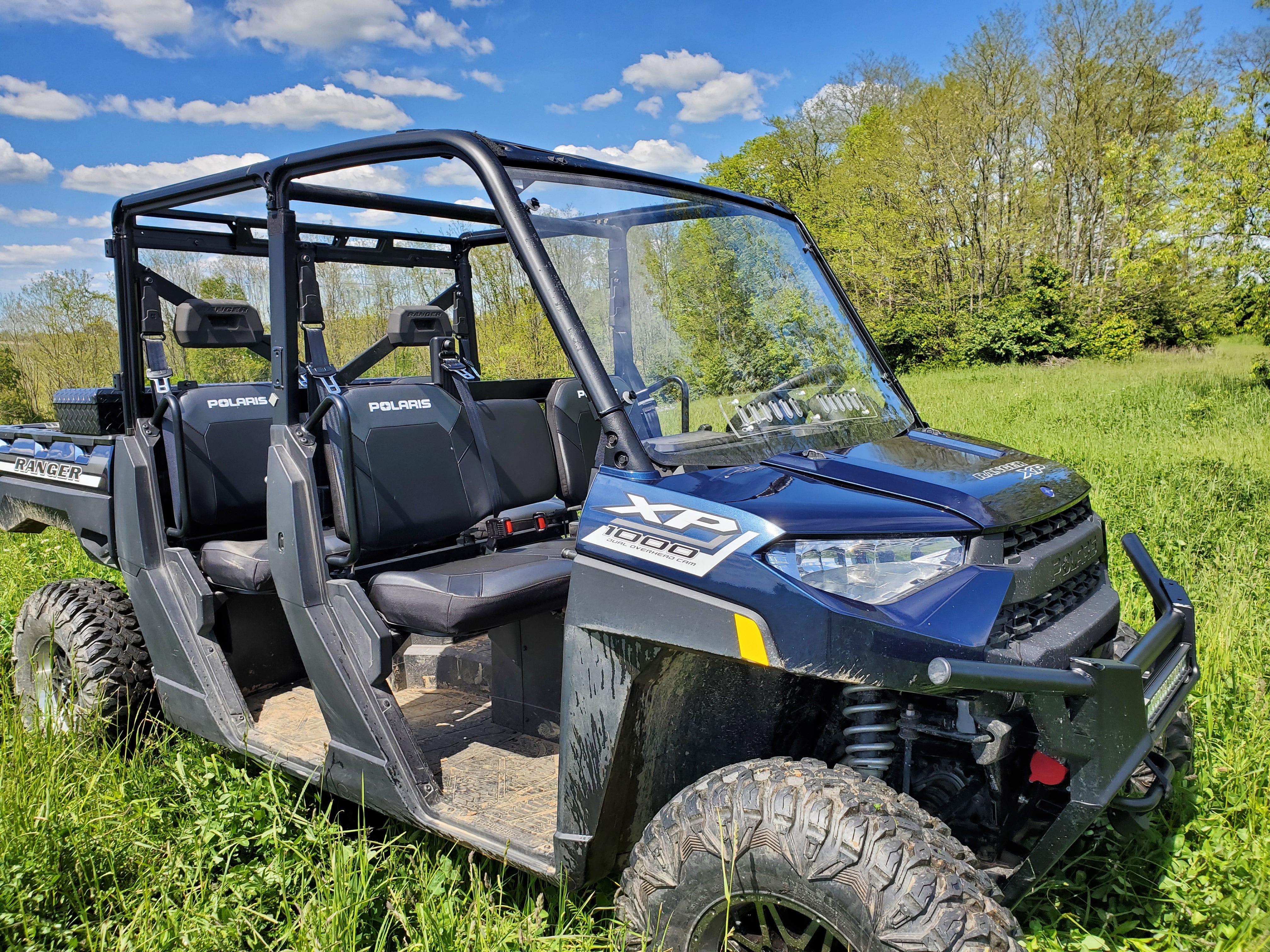 Polaris Ranger Crew 1000 -1 Pc Windshield w/Clamp, Vent, and Hard Coat Options