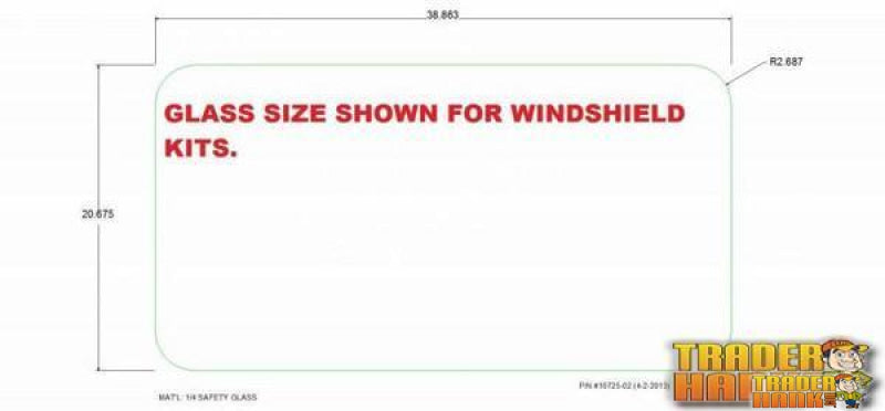 Laminated Safety Glass Windshield with Hand Operated Wiper for Polaris Ranger 400 | UTV ACCESSORIES - Free Shipping