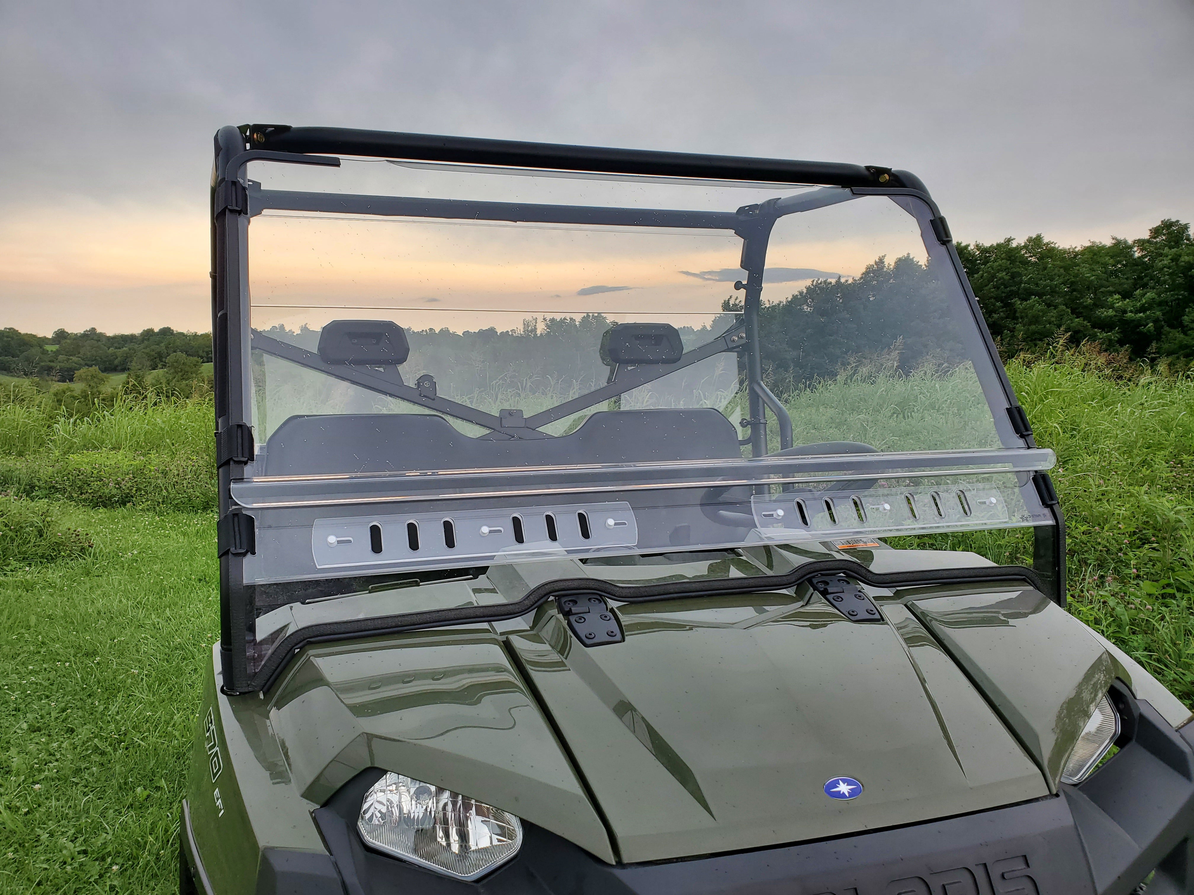 Polaris Ranger Crew 1000 - 2 Pc Scratch-Resistant Windshield w/Vent and Clamp Options