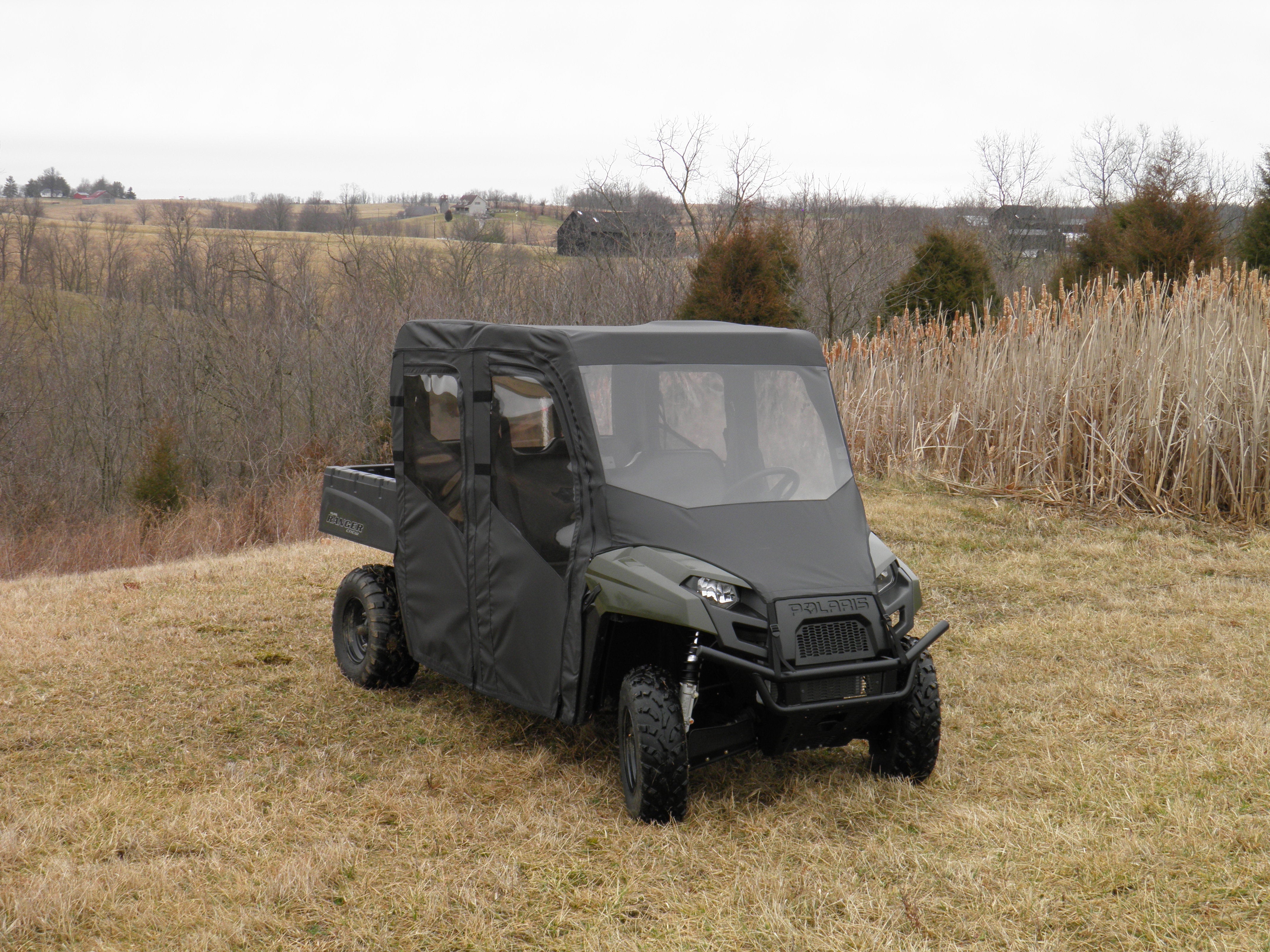 Polaris Ranger Crew 570 Mid Size - 4 Passenger - BLACK - Full Cab Enclosure with Vinyl Windshield