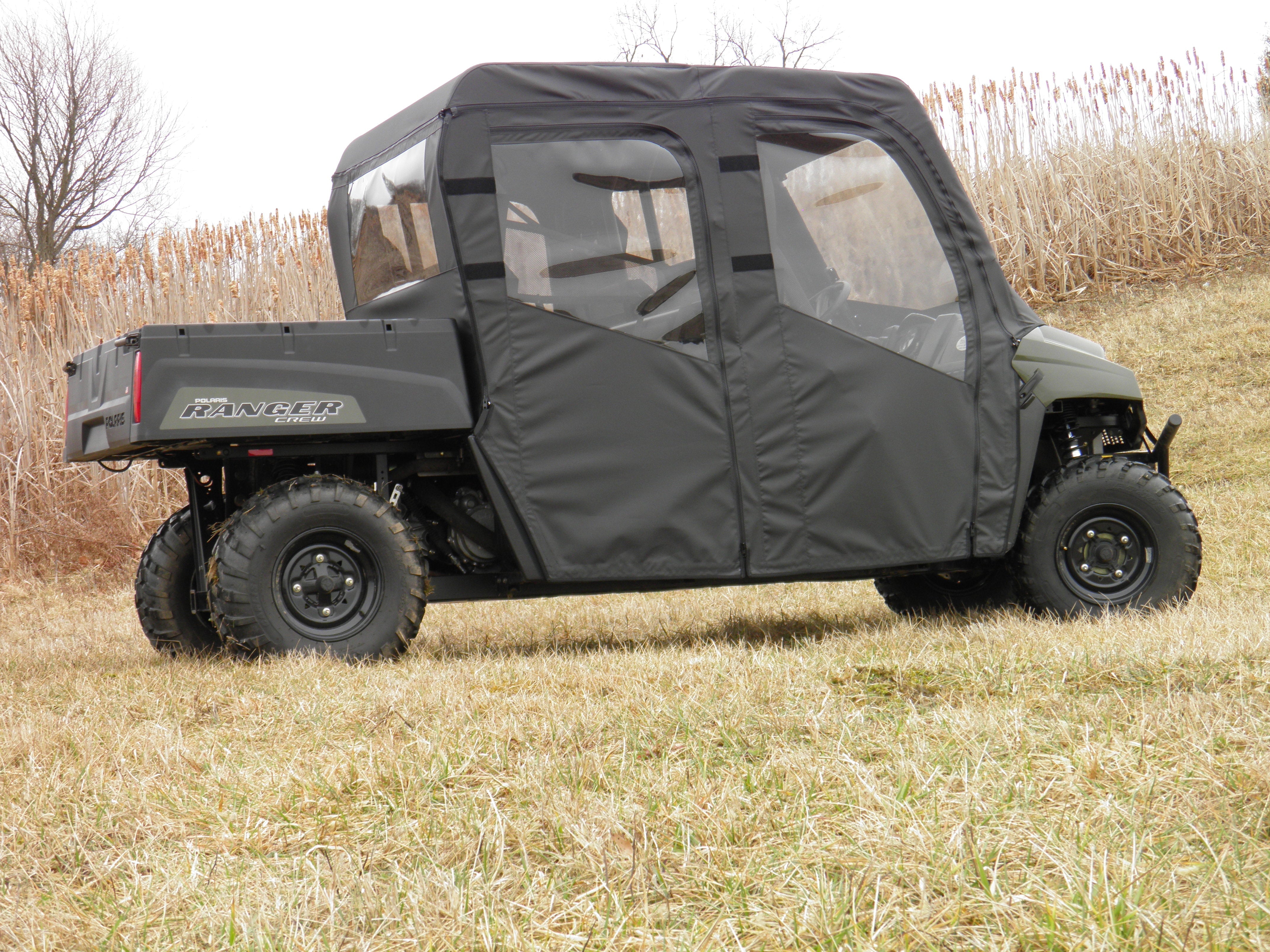 Polaris Ranger Crew 570 Mid Size - 4 Passenger - BLACK - Full Cab Enclosure with Vinyl Windshield