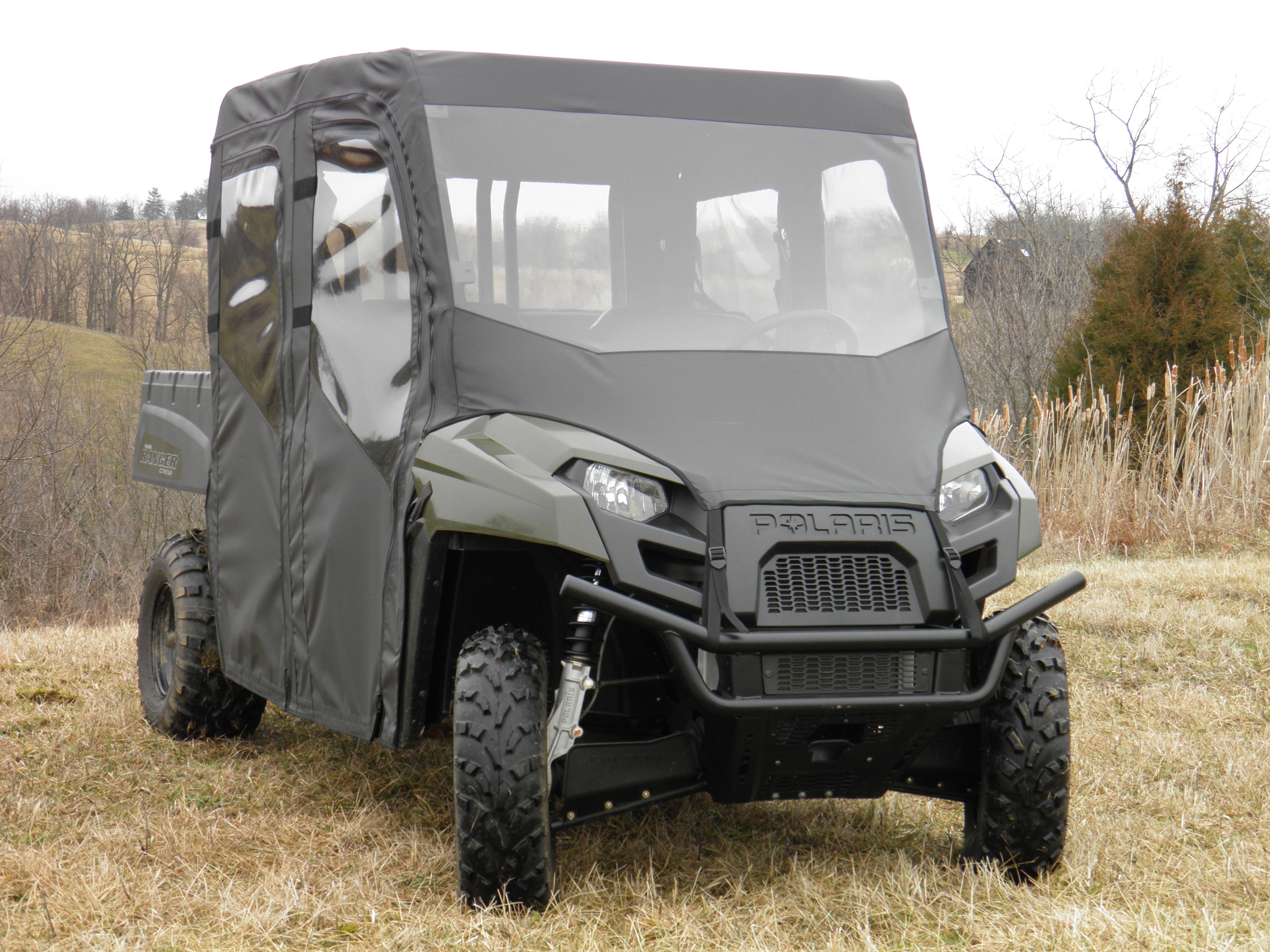 Polaris Ranger Crew 570 Mid Size - 4 Passenger - BLACK - Full Cab Enclosure with Vinyl Windshield