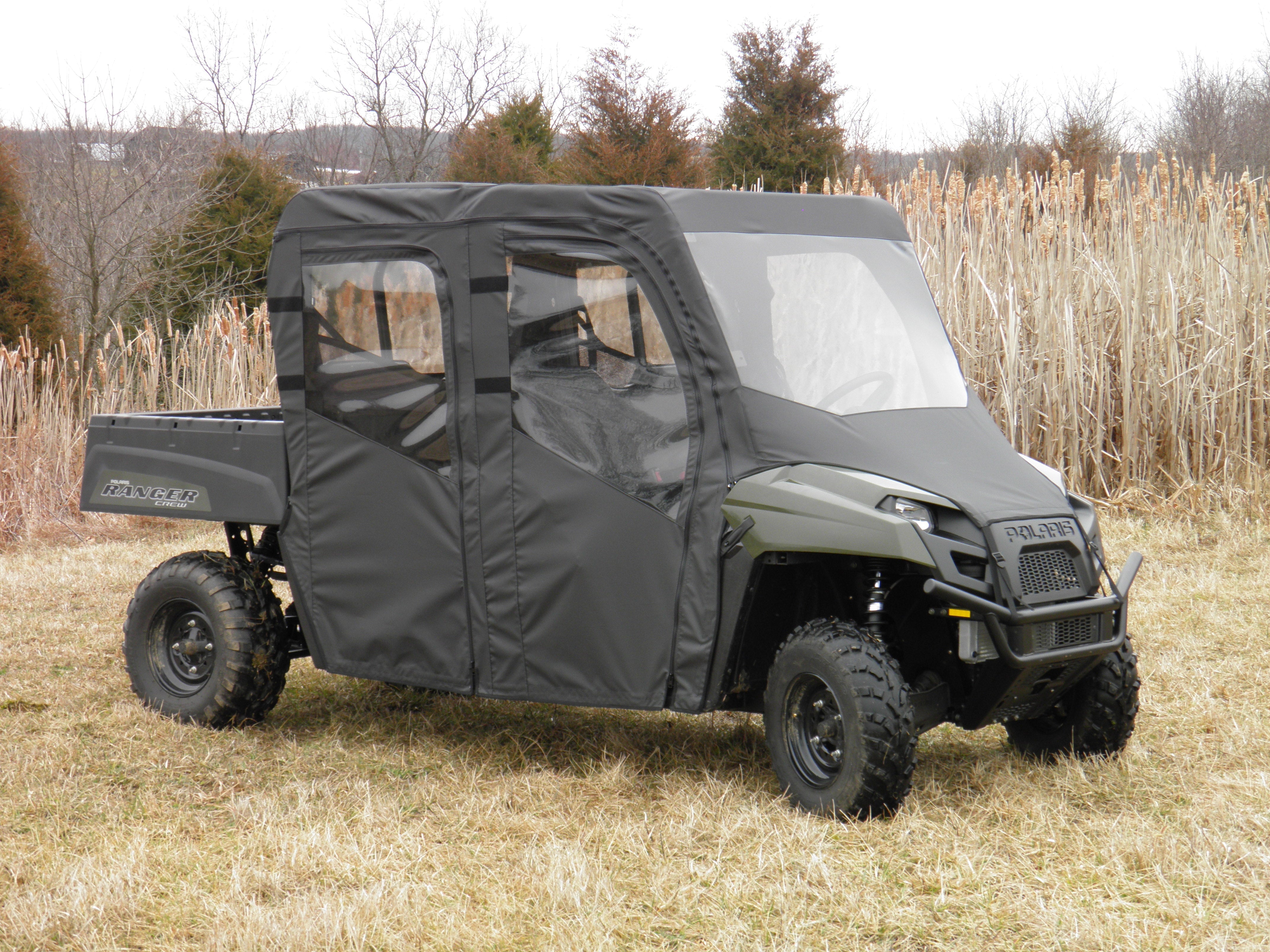 Polaris Ranger Crew 570 Mid Size - 4 Passenger - BLACK - Full Cab Enclosure with Vinyl Windshield