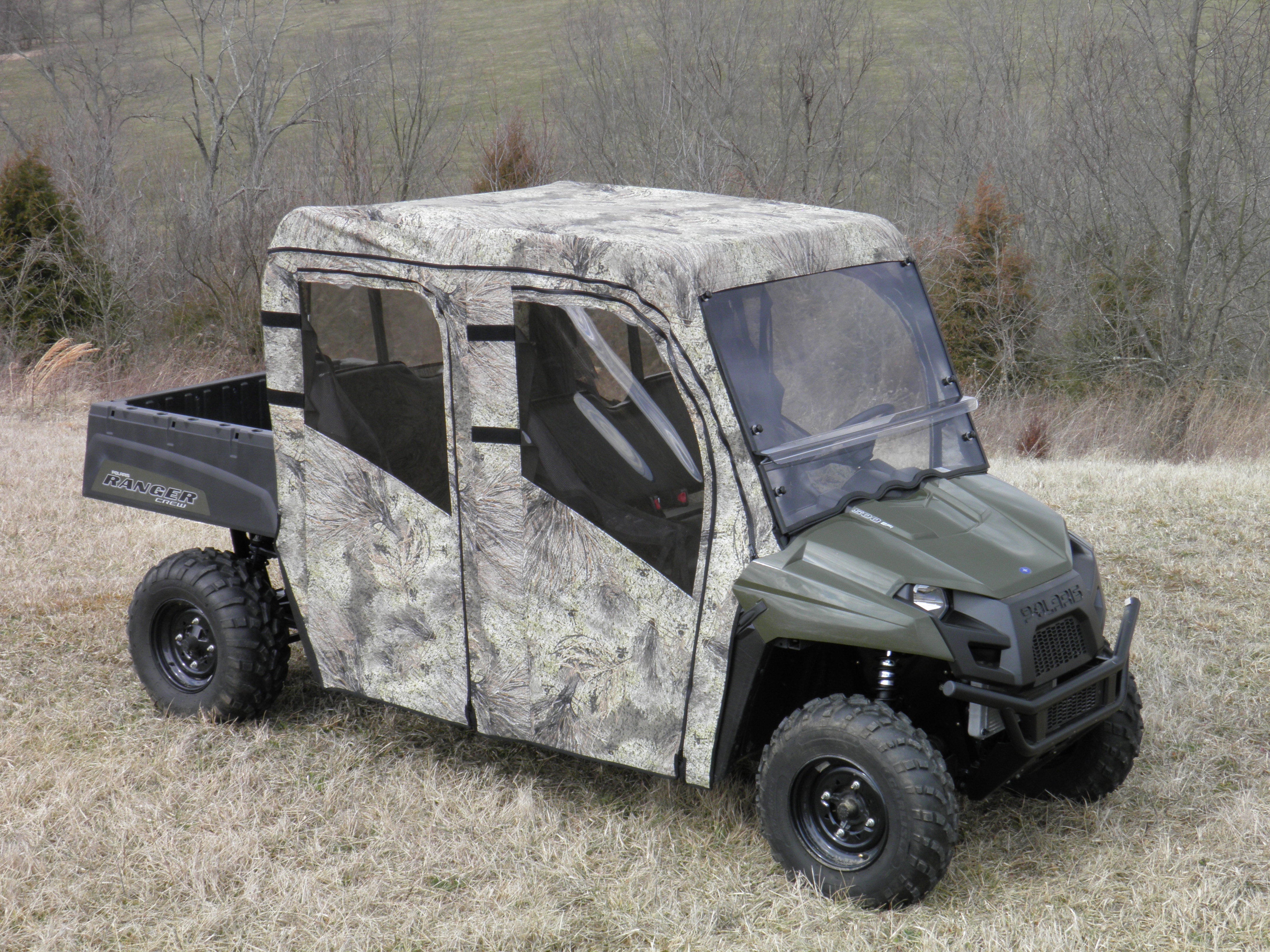 Polaris Ranger Crew 570 Mid Size - 4 Passenger - CAMO Full Cab Enclosure for Hard Windshield