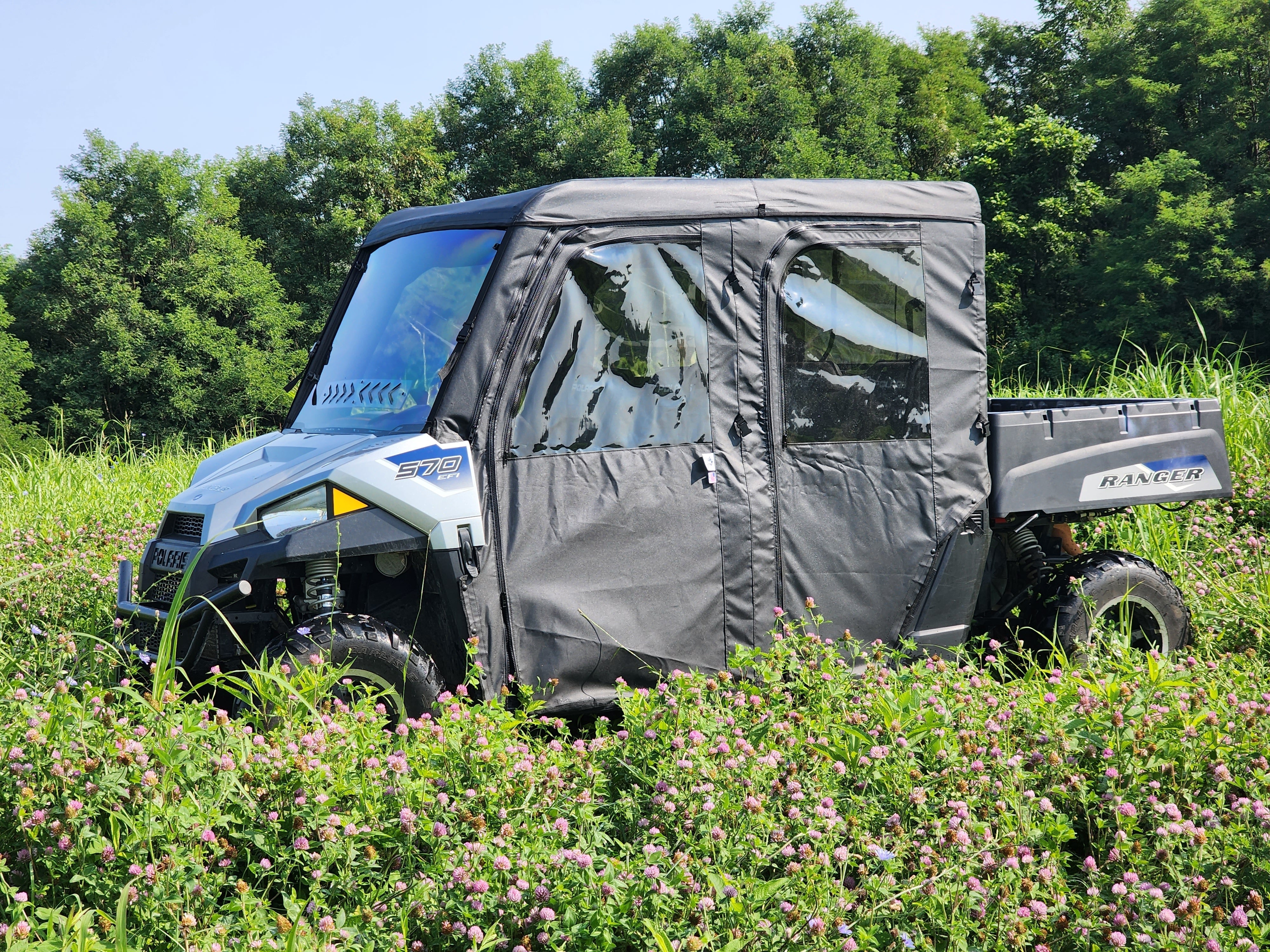 Polaris Ranger Crew 570 Mid Size - 4 Passenger - BLACK - Full Cab Enclosure for Hard Windshield | UTV Accessories - Free shipping