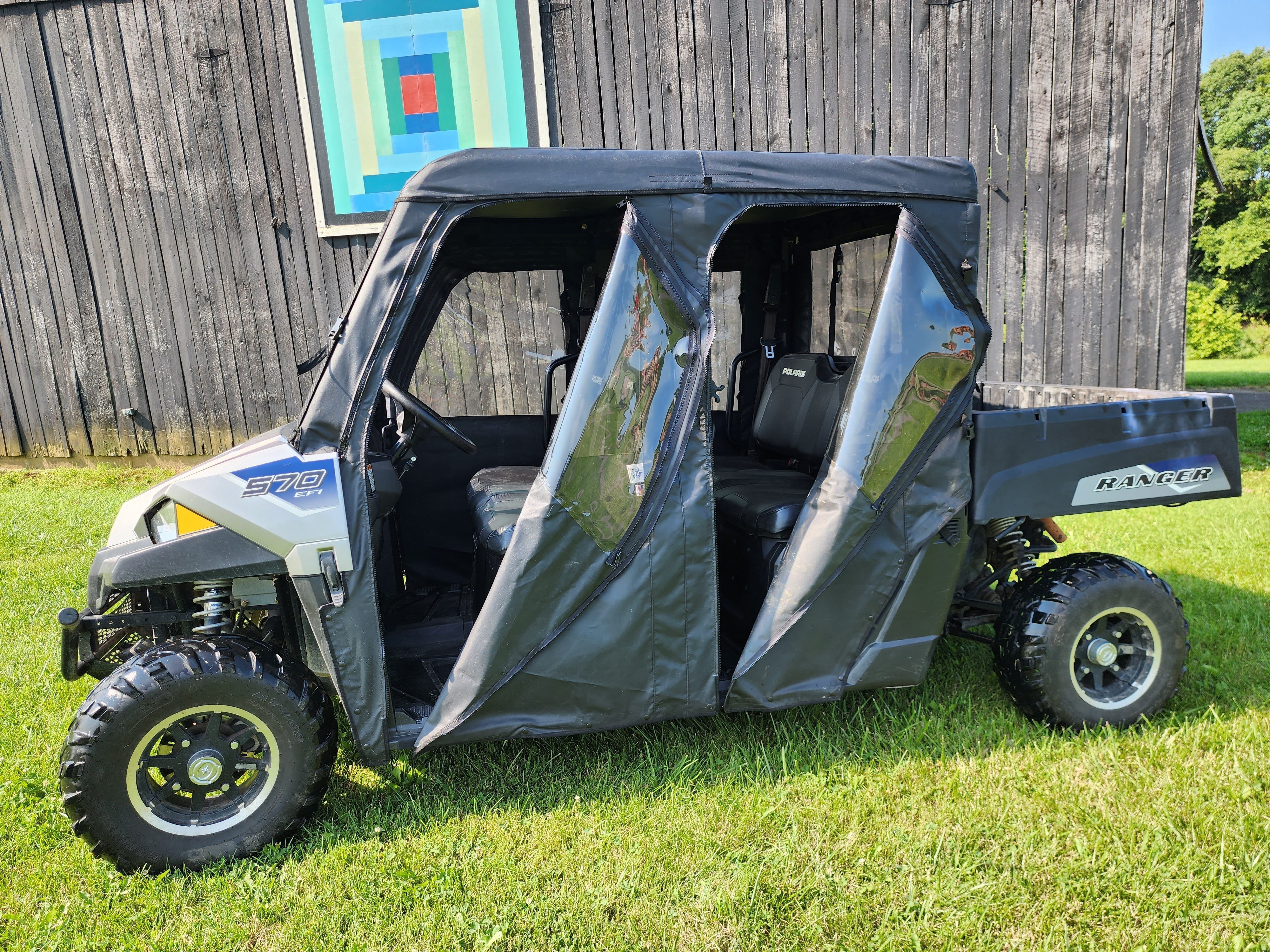 Polaris Ranger Crew 570 Mid Size - 4 Passenger - BLACK - Full Cab Enclosure for Hard Windshield | UTV Accessories - Free shipping