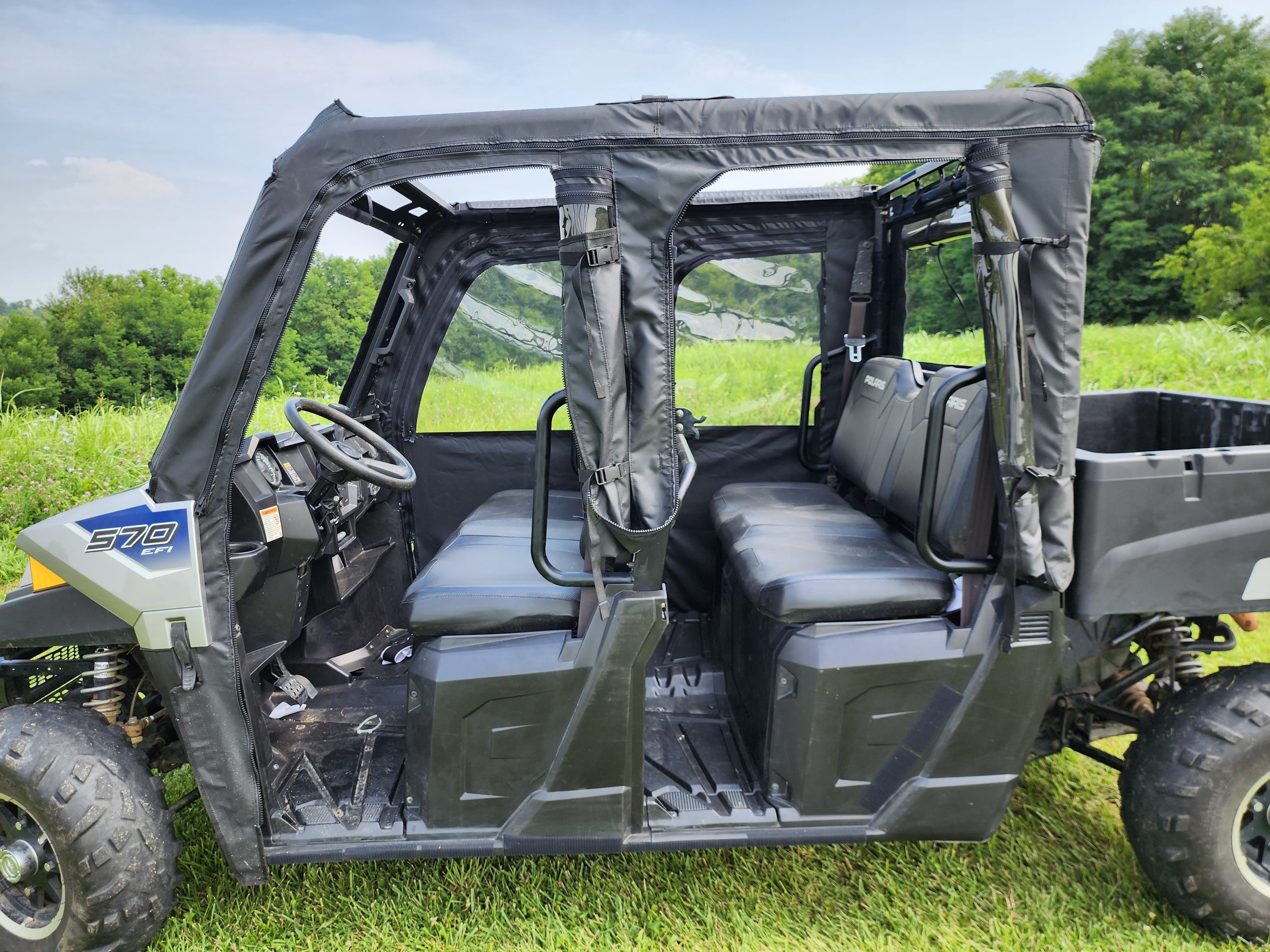 Polaris Ranger Crew 570 Mid Size - 4 Passenger - BLACK - Full Cab Enclosure for Hard Windshield | UTV Accessories - Free shipping