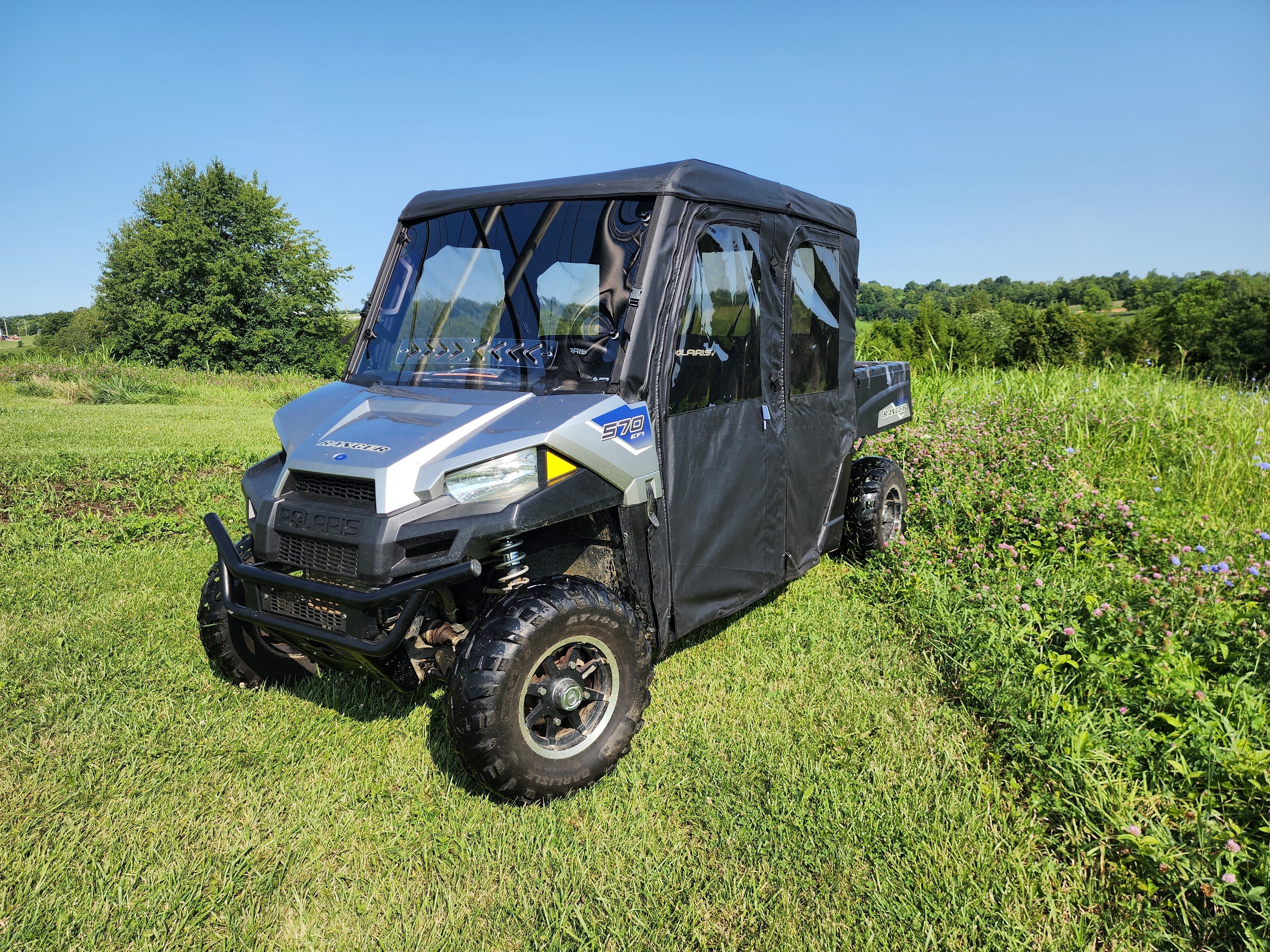 Polaris Ranger Crew 570 Mid Size - 4 Passenger - BLACK - Full Cab Enclosure for Hard Windshield | UTV Accessories - Free shipping