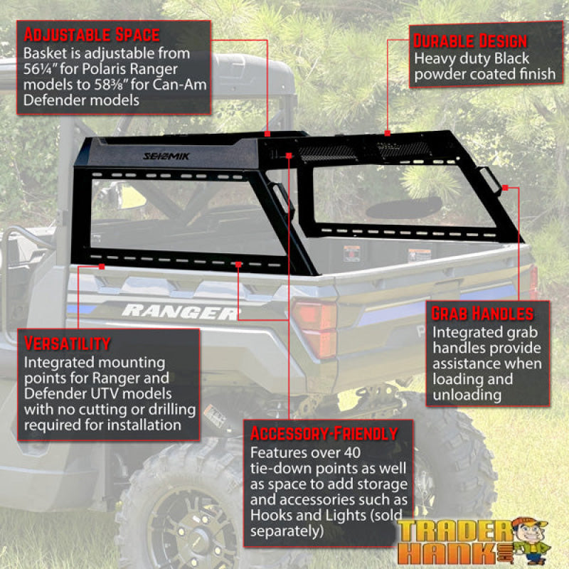 Seizmik Can-Am Defender Half Height Bed Rack | Free shipping