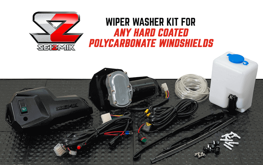 Seizmik Windshield Wiper and Washer Kit for Hard Coated Polycarbonate Windshields | UTV Accessories - Free shipping